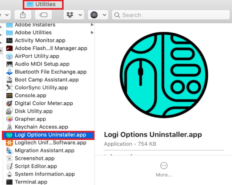 Disinstalla manualmente le opzioni Logitech su Mac