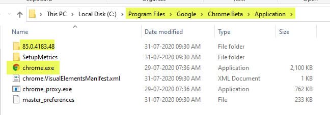 Elimina Chrome Canary da Windows