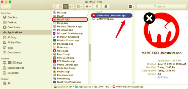 Disinstalla MAMP su Mac con il programma di disinstallazione integrato