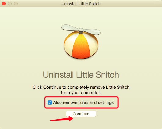 Disinstalla Little Snitch su Mac con il suo programma di disinstallazione