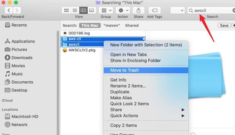 Disinstalla AWS CLI su Mac eliminandone i file
