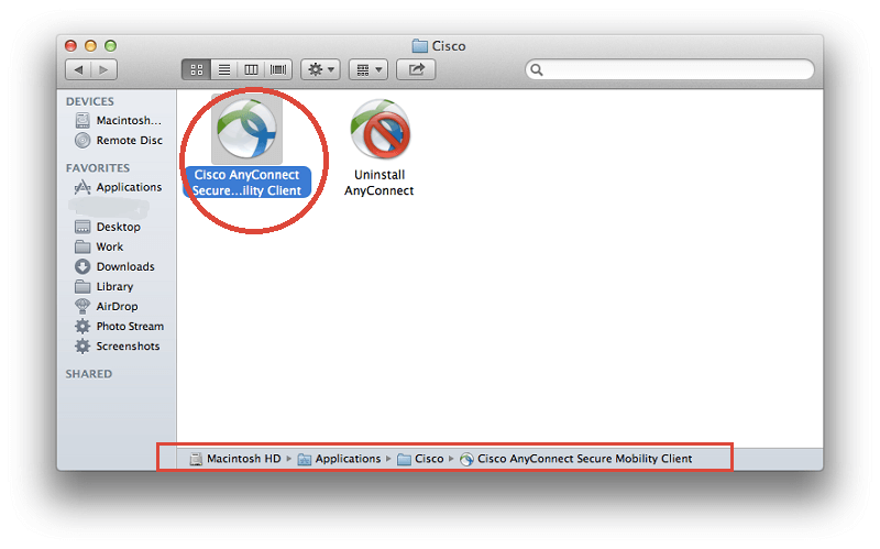 Disinstalla manualmente AnyConnect su Mac