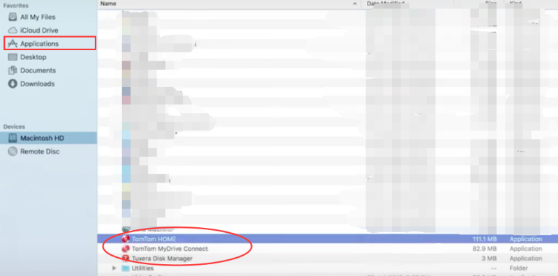 Disinstalla manualmente le app TomTom sul Mac