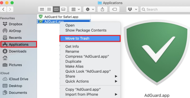 Come disinstallare manualmente AdGuard su Mac