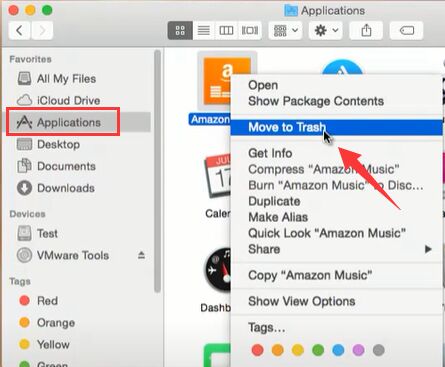 Disinstalla manualmente Amazon Music su Mac
