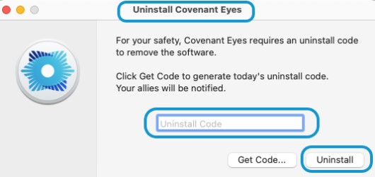 Disinstalla manualmente Covenant Eyes su Mac