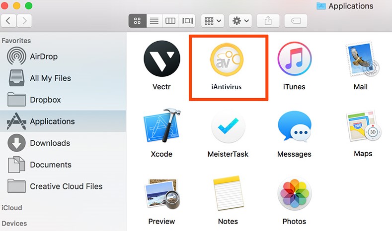 Disinstalla manualmente iAntiVirus su Mac