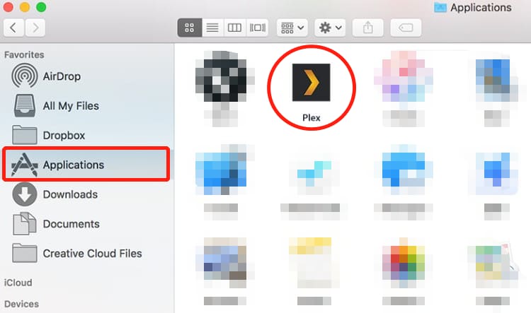 Disinstalla manualmente Plex su Mac
