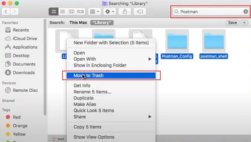 Disinstalla manualmente Postman su Mac
