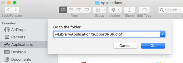 Disinstalla manualmente RStudio su Mac