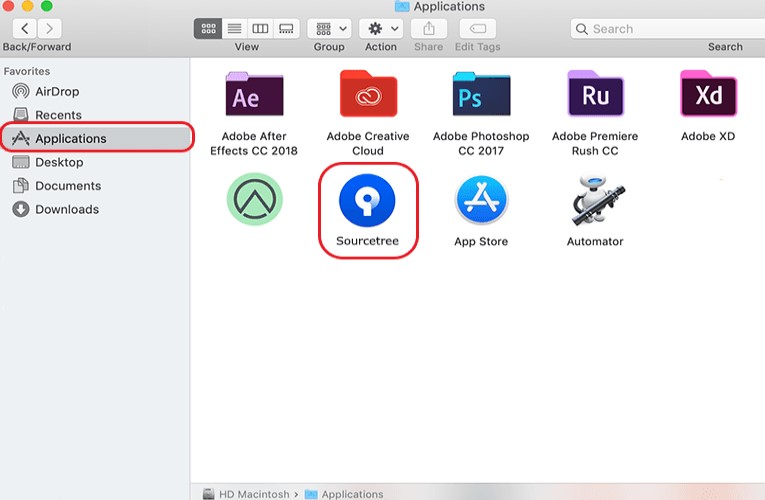 Disinstalla manualmente Sourcetree su Mac