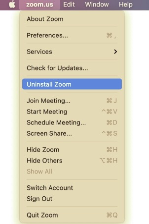 Disinstalla manualmente Zoom su Mac