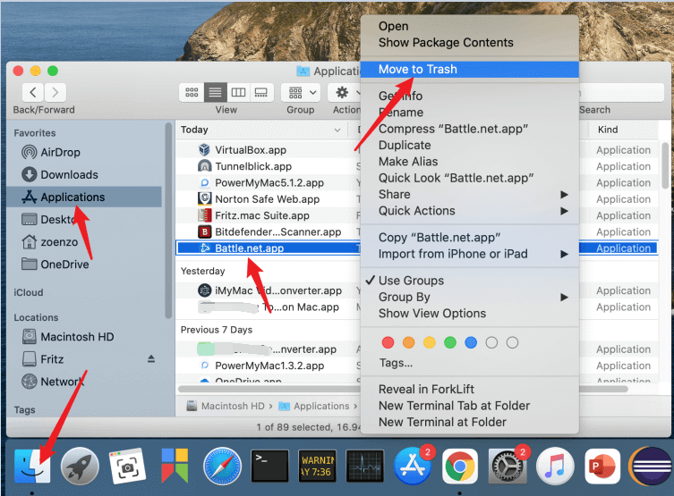 Disinstalla manualmente Battle.net su Mac