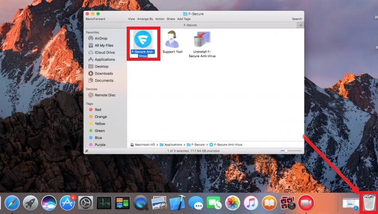 Disinstalla manualmente F-Secure su Mac
