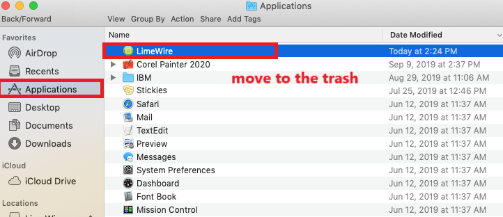 Disinstalla manualmente LimeWire su Mac