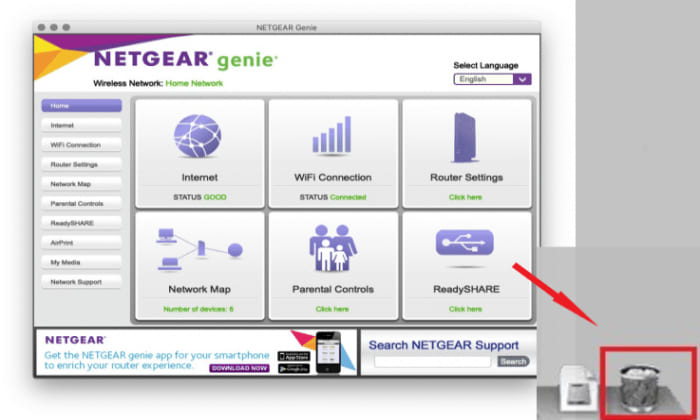 Disinstalla manualmente NETGEAR Genie su Mac
