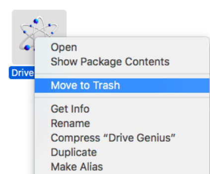Disinstalla Drive Genius spostandoti nel Cestino