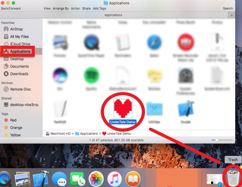 Modo manuale per disinstallare Undertale su Mac