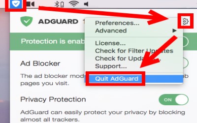 Chiudi AdGuard prima di disinstallarlo