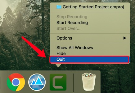 Esci da Camtasia Studio su Mac