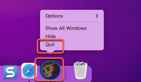 Esci e disinstalla DVDFab su Mac