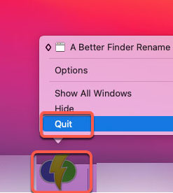 Esci per disinstallare A Better Finder Rename