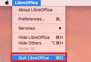 Esci dall'app LibreOffice su Mac