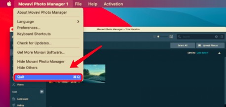 Esci da Movavi su Mac prima di disinstallarlo