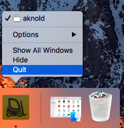 Esci per disinstallare ForkLift su Mac