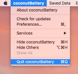 Esci per disinstallare CoconutBattery