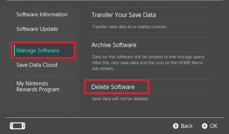 Disinstalla Apex Legends usando Switch