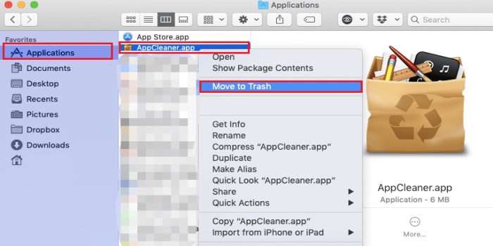 Disinstalla manualmente AppCleaner su Mac