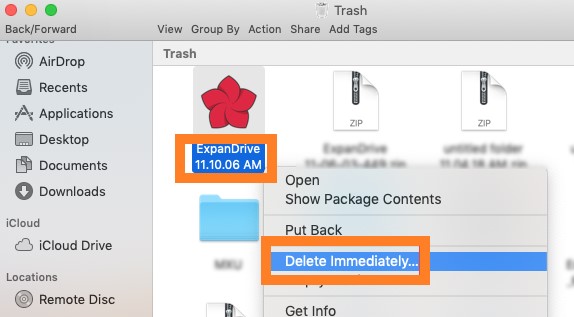 Disinstalla manualmente ExpanDrive su Mac