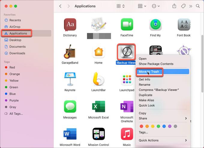 Rimuovi iBackup Viewer dal tuo Mac