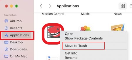 Disinstalla manualmente Lightworks su Mac