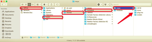 Disinstalla manualmente Maya su Mac con i suoi file di servizio
