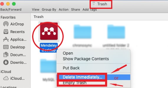 Disinstalla Mendeley su Mac manualmente