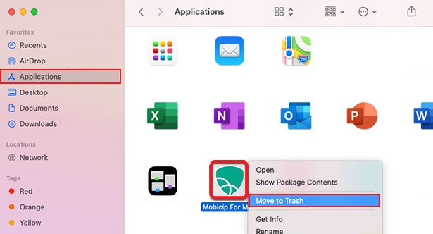 Disinstalla manualmente Mobicip su Mac