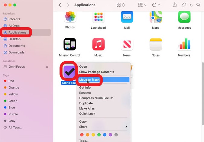 Come disinstallare manualmente Omnifocus su Mac