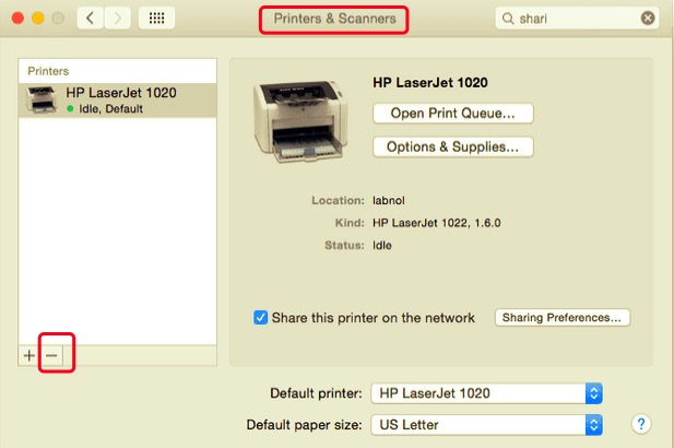 Elimina stampanti da Mac