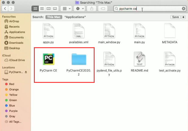 Disinstalla manualmente PyCharm su Mac