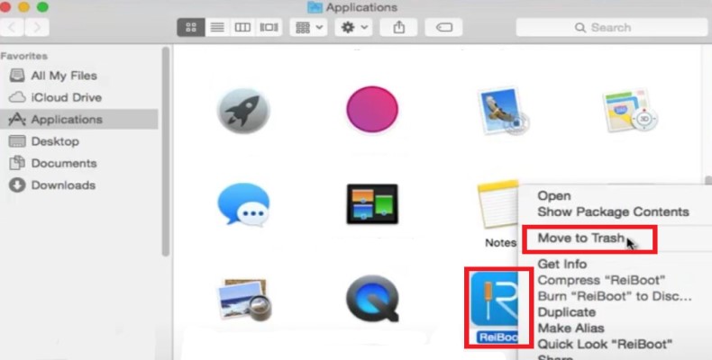 Disinstalla manualmente ReiBoot su Mac