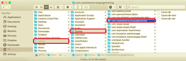 Rimuovere manualmente Rosetta Stone dal Mac con file residui