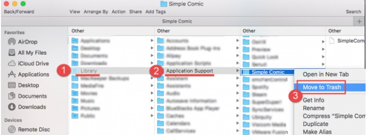 Passaggi manuali per disinstallare Simple Comic su Mac
