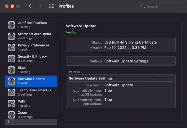 Rimuovi il profilo del dispositivo per sbarazzarti di Binarymove