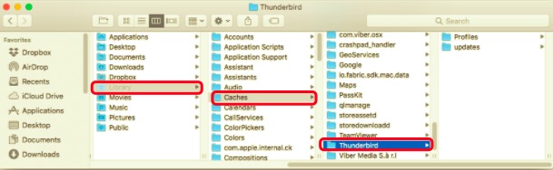 Disinstalla manualmente Thunderbird dal Mac con i suoi file di servizio