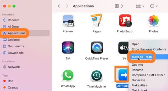 Disinstalla manualmente XLIFF Editor su Mac