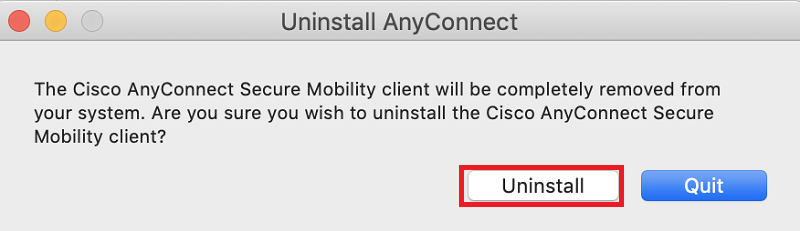 Rimuovere Cisco AnyConnect dal Mac