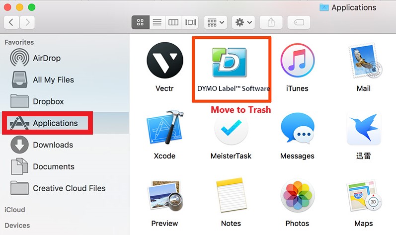 Disinstalla DYMO su Mac manualmente