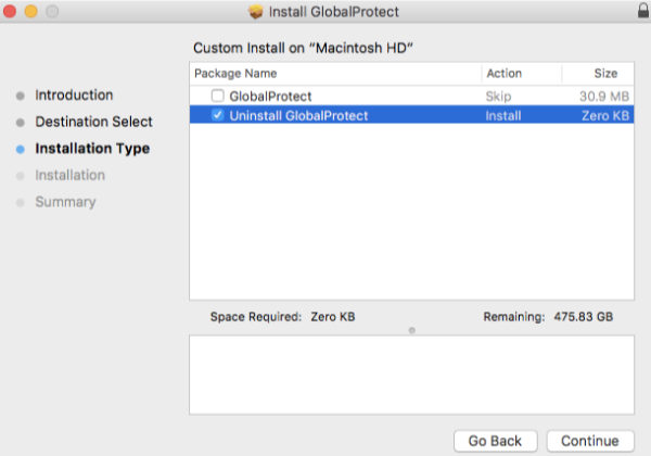 Disinstalla manualmente GlobalProtect su Mac